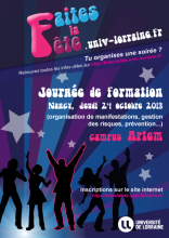Affiche de la journée de formation "Faites la fête"