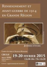 Affiche du la journée d'étude "Renseignement et avant-guerre de 1914 en Grande Région"