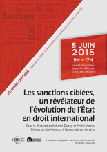 IRENEE - Affiche Journée d'étude Les sanctions ciblées, un révélateur de l’évolution de l’État en droit international