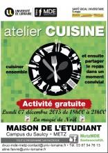 affiche atelier cuisine du 7 décembre