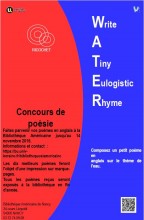 Affiche du concours de poésie en anglais "Write A Tiny Eulogistic Rhyme".