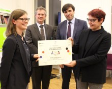 Remise du prix franco-allemand de la chancellerie Stefanie fey, Pierre Mutzenhardt, Nicolas Ehler, et Marie Reynier