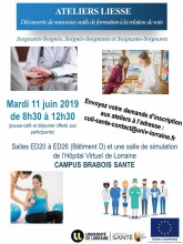 ATELIERS LIESSE Découverte de nouveaux outils de formation à la relation de soin Soignants-soignés, soignés-soignants et soignants-soignants Mardi 11 juin 2019, de 8h30 à 12H30 Campus Brabois Santé