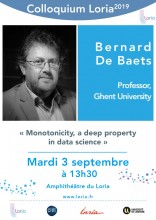 Affiche colloquium Loria, Bernard De Baets Affiche colloquium Loria, Bernard De Baets
