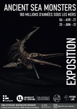 Affiche de l'exposition : "Ancient sea monsters"