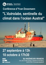 Affiche de la conférence : "L’Astrolabe : sentinelle du climat dans l’océan Austral"