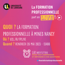 La formation professionnelle part en live ! - L'offre de formation professionnelle à Mines Nancy