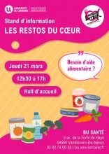 [Stand d’information] "Les restos du Cœur" à la BU Santé le 21 mars 12h30-17h