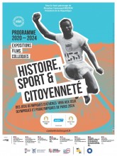 Affiche de l'exposition illustrant un sportif