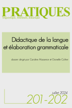 Couverture Pratiques 201-202 « Didactique de la langue et élaboration grammaticale » Couverture grise avec les mentions du titre