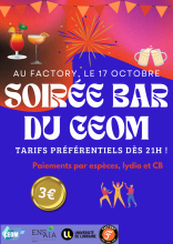 Soirée bar du CEOM au Factory le 17 octobre 