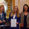 De gauche à droite : Madame Patricia Oster-Stierle, Présidente de l’UFA, Madame Alicia Boley et Madame Fabienne Pierrard, Présidente du Club des Affaires Saar-Lorraine (Copyright: F. Brunet/UFA).