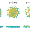 Exemple de mesures de champ de température pour une goutte de diamètre d=2.5 mm impactant une paroi solide portée à 600°C. Exemple de mesures de champ de température pour une goutte de diamètre d=2.5 mm impactant une paroi solide portée à 600°C.