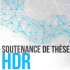 Illustration abstraite à motif géométrique gris et bleu avec la mention "Soutenance de thèse HDR".